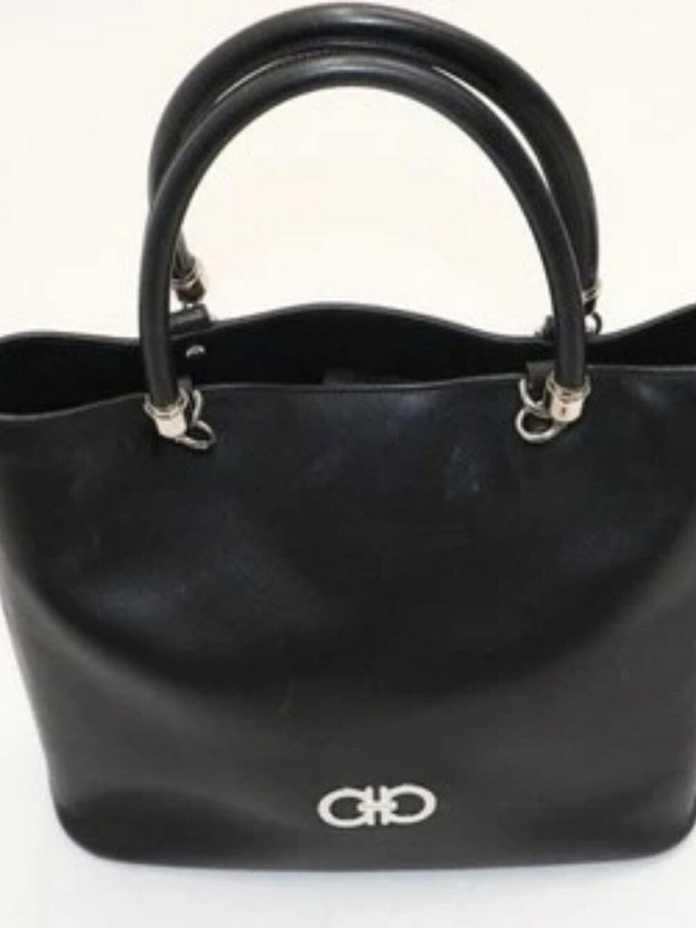 Salvatore Ferragamo Leather Double Gancio Tote - Black